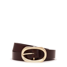 Anine Bing Small Signature Link Bælte, Dark Brown With Gold